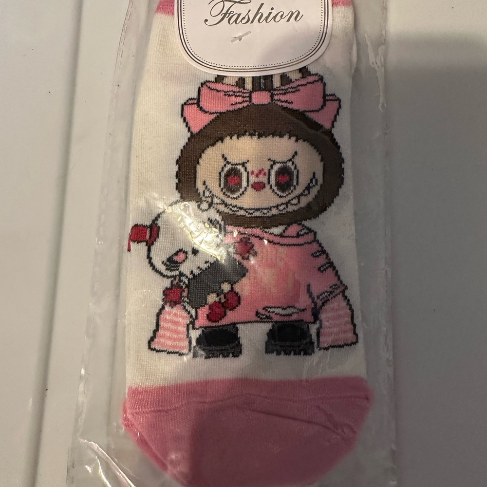 Kids' Pink and White Character Socks
